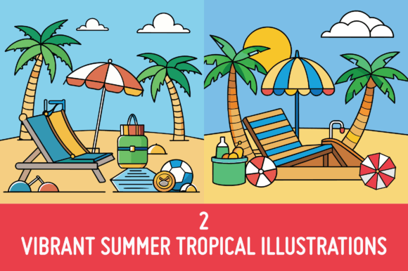Download 2 Awosome Beach Illustration - Premium Resources